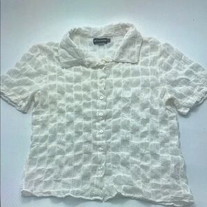 PrettyLittleThing Textured Cream Blouse